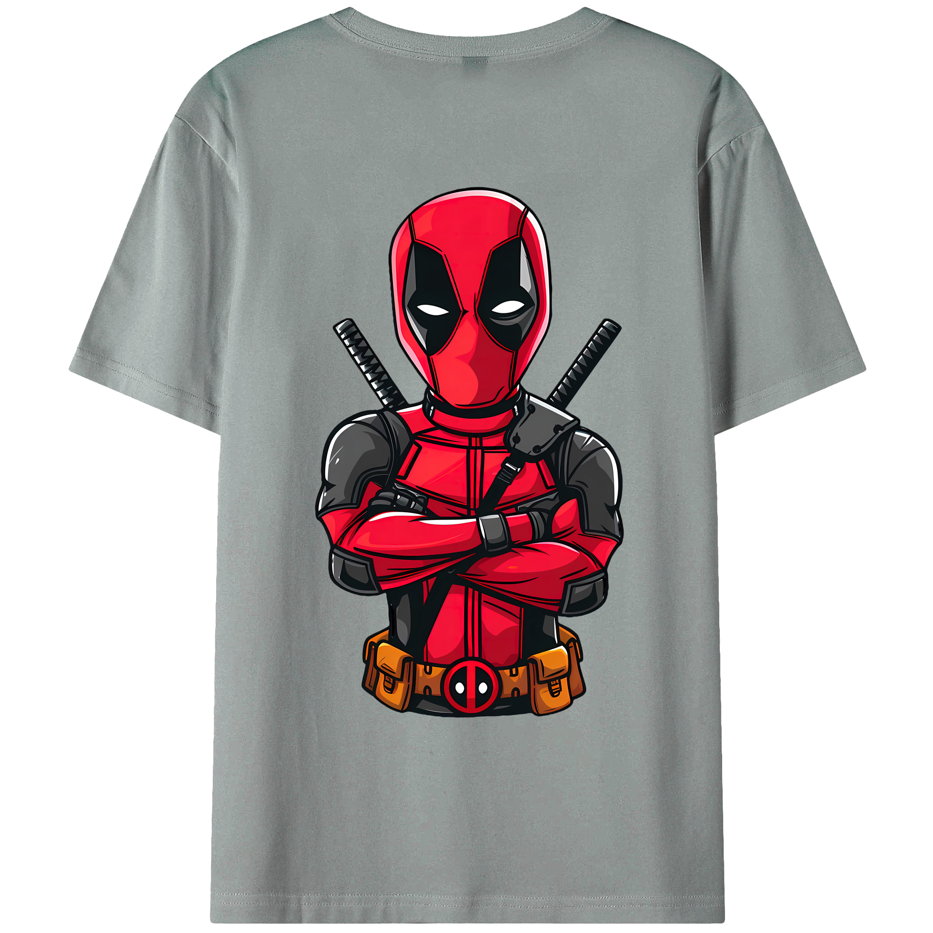 （画像用） Deadpool デッドプール 綿100％ メンズ半袖Tシャツ（バックプリント） 通気性